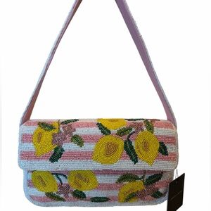 America & Beyond Beaded Lemon shoulder bag in Pink, Yellow & White
